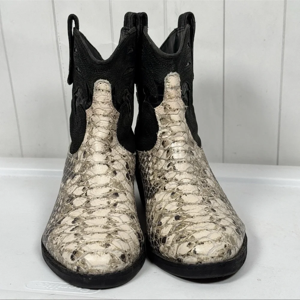 Sam Edelman Snakeskin Print Ankle Boots‎ Western Cowgirl Boho Rodeo Concert 6.5M
